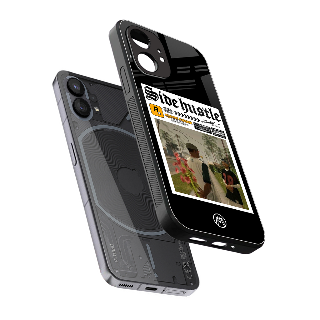 side hustle back phone cover | glass case for nothing phone 1