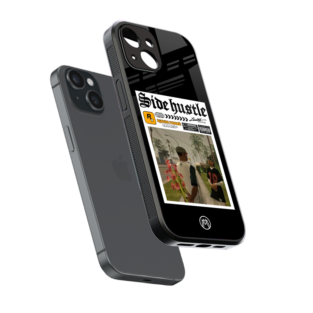 side hustle back phone cover | glass case for iphone 15