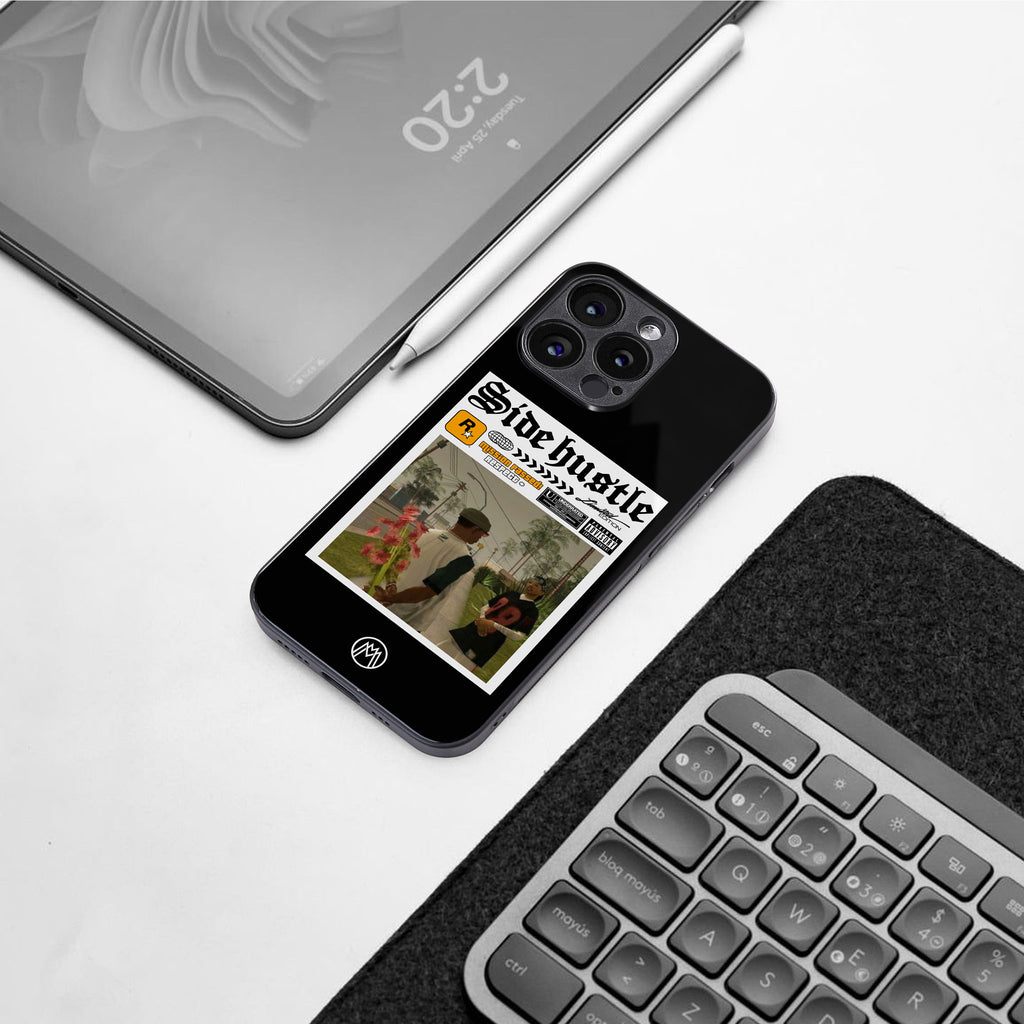 side hustle back phone cover | glass case for iphone 16 pro max