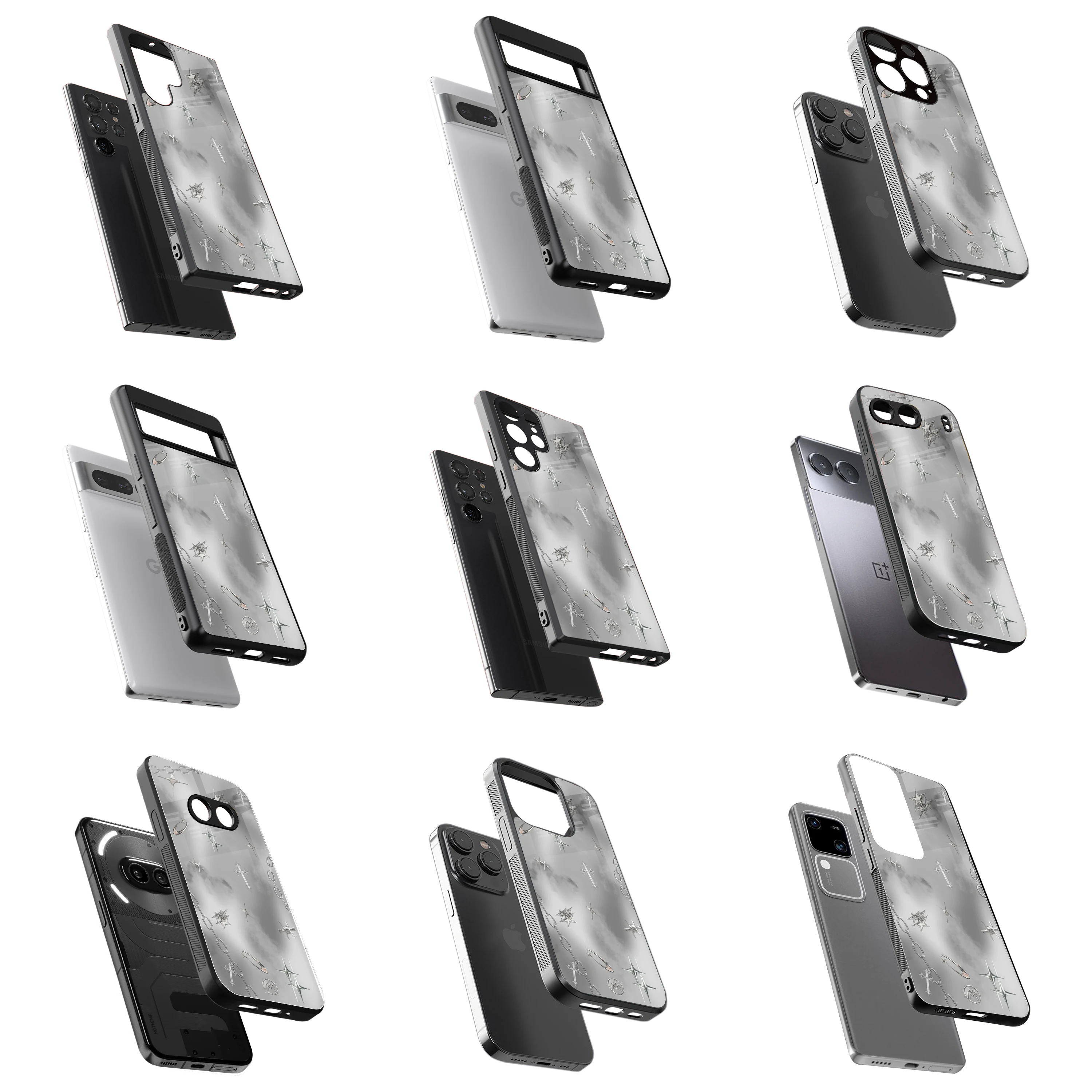 Durable Glass Back Mobile Case for iPhone, Samsung, OnePlus, Google Pixel, Redmi, Vivo, Oppo