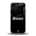 sinner back phone cover | glass case for iphone 13 mini