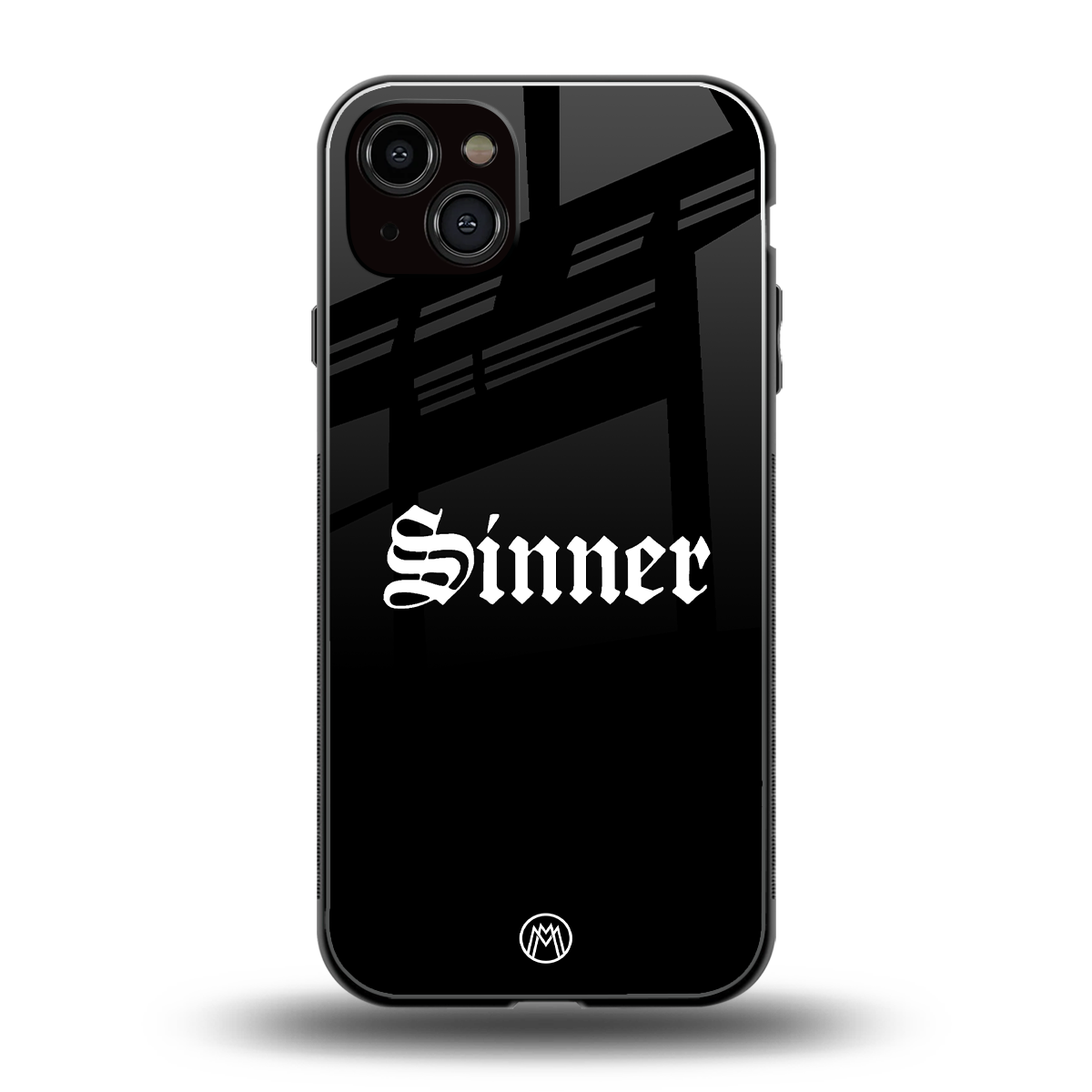 sinner back phone cover | glass case for iphone 15 plus