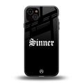 sinner back phone cover | glass case for iphone 14 plus