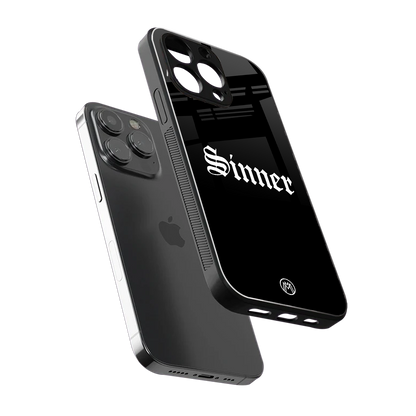 sinner back phone cover | glass case for iphone 15 pro max