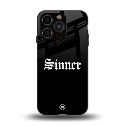 sinner back phone cover | glass case for iphone 15 pro
