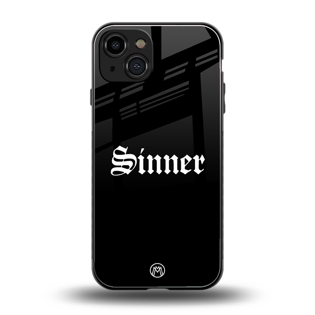sinner back phone cover | glass case for iphone 15