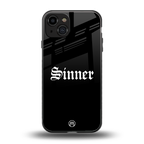 sinner back phone cover | glass case for iphone 15