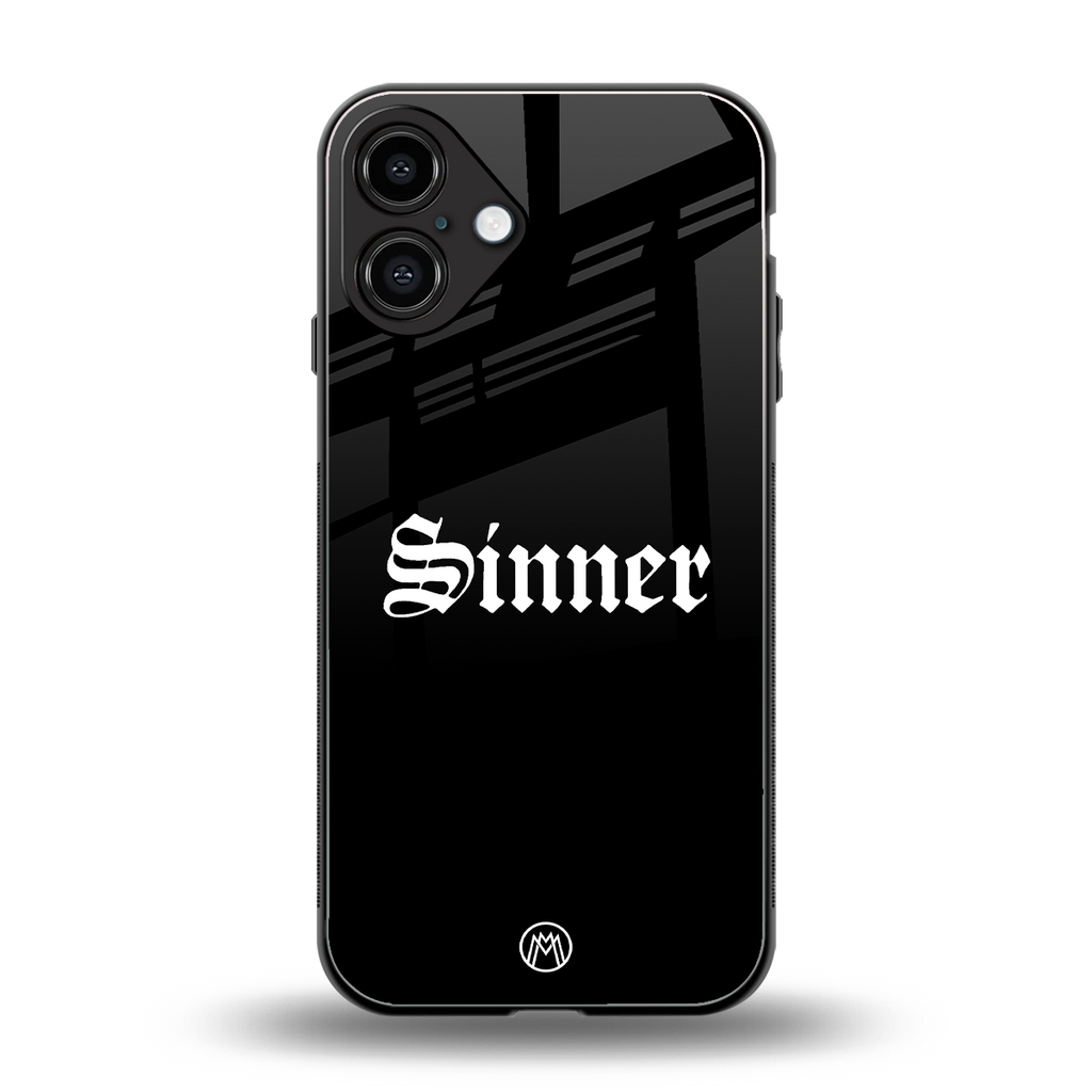 sinner back phone cover | glass case for iphone 16 plus