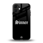 sinner back phone cover | glass case for iphone 16 plus