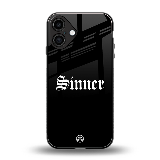 sinner back phone cover | glass case for iphone 16 plus