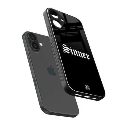 sinner back phone cover | glass case for iphone 16 plus