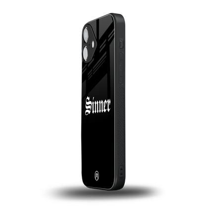 sinner back phone cover | glass case for iphone 16 plus