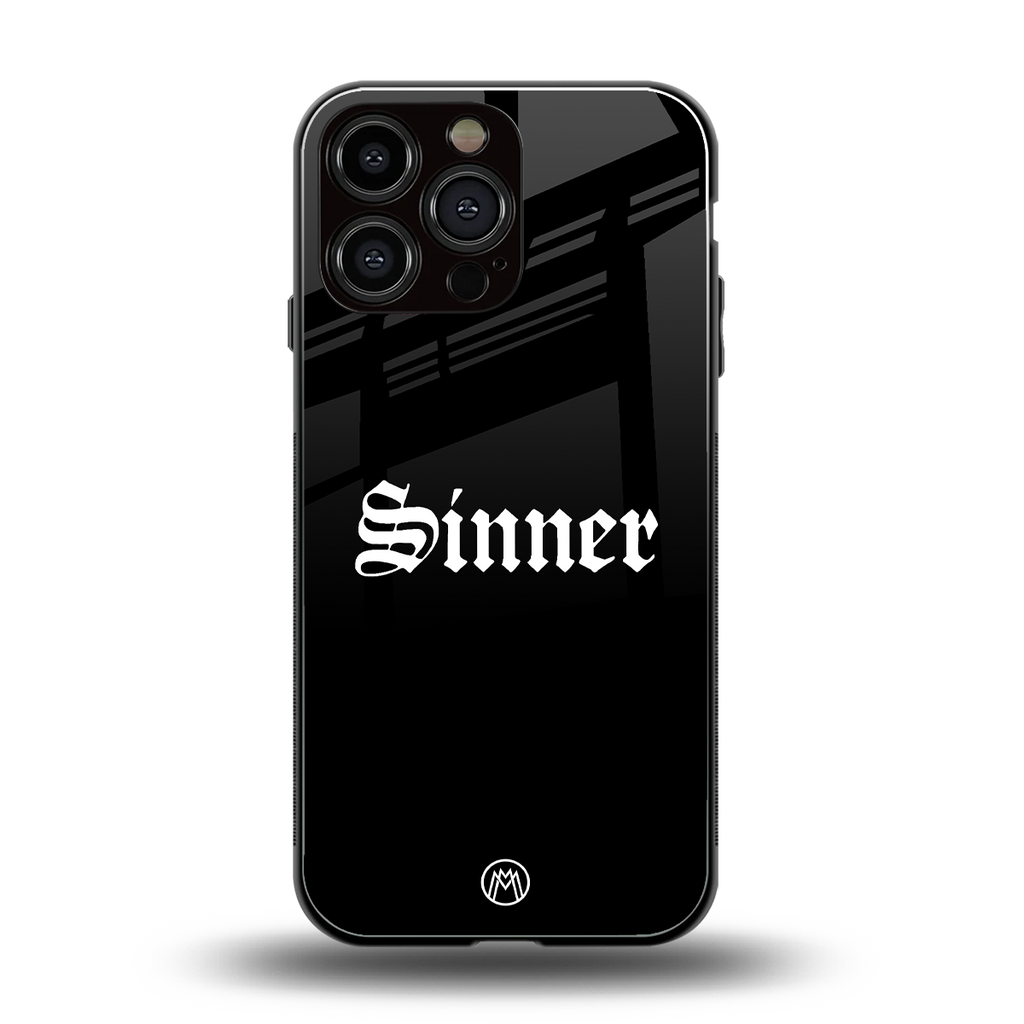 sinner back phone cover | glass case for iphone 16 pro max