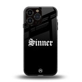 sinner back phone cover | glass case for iphone 16 pro max