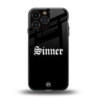 sinner back phone cover | glass case for iphone 16 pro max