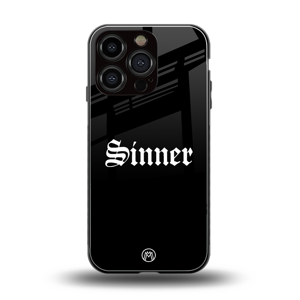 sinner back phone cover | glass case for iphone 16 pro