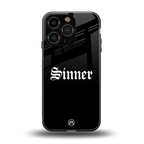 sinner back phone cover | glass case for iphone 16 pro