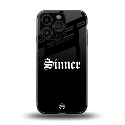 sinner back phone cover | glass case for iphone 16 pro