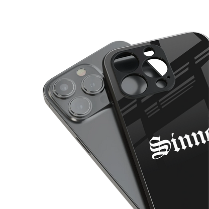 sinner back phone cover | glass case for iphone 14 pro max