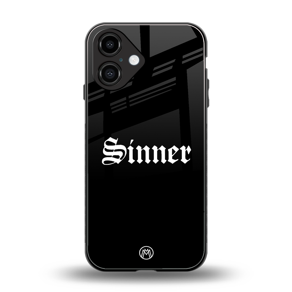 sinner back phone cover | glass case for iphone 16