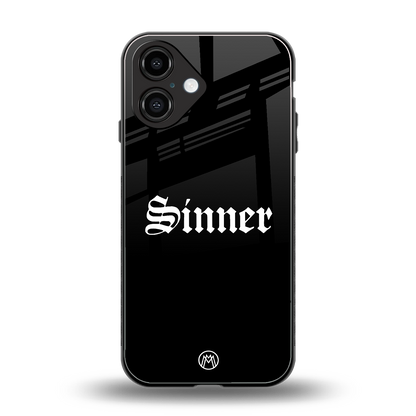 sinner back phone cover | glass case for iphone 16