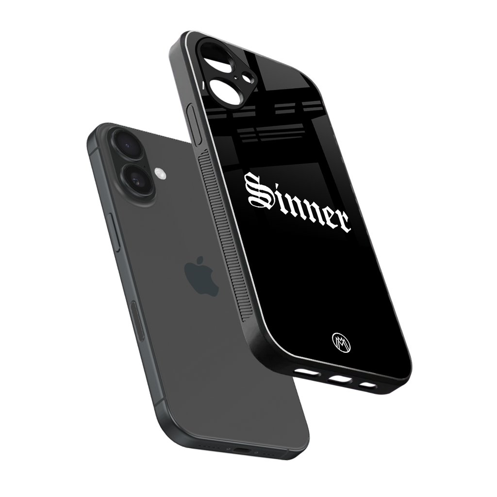 sinner back phone cover | glass case for iphone 16