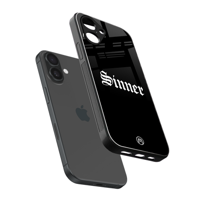 sinner back phone cover | glass case for iphone 16