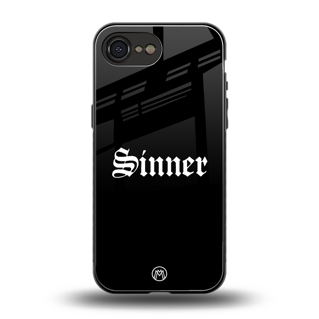 sinner back phone cover | glass case for iphone 16e