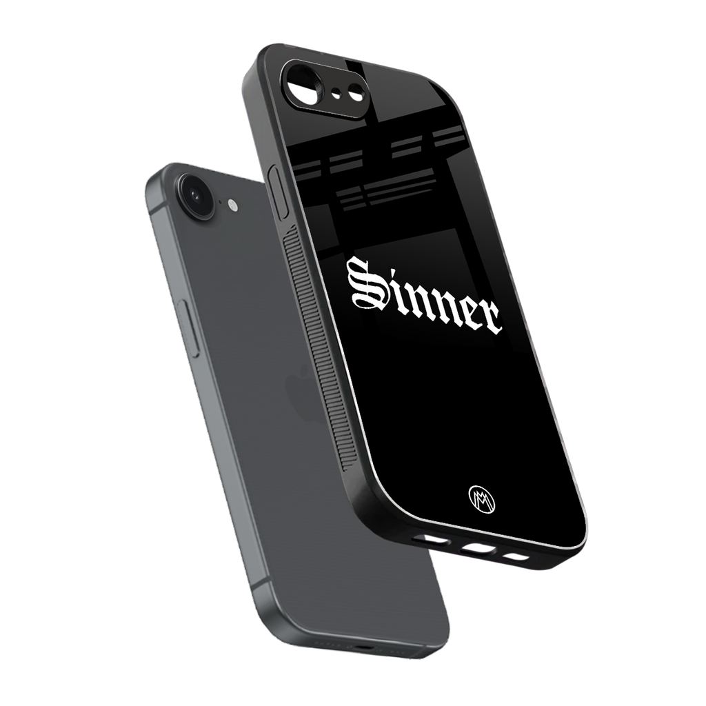 sinner back phone cover | glass case for iphone 16e