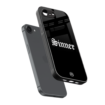 sinner back phone cover | glass case for iphone 16e