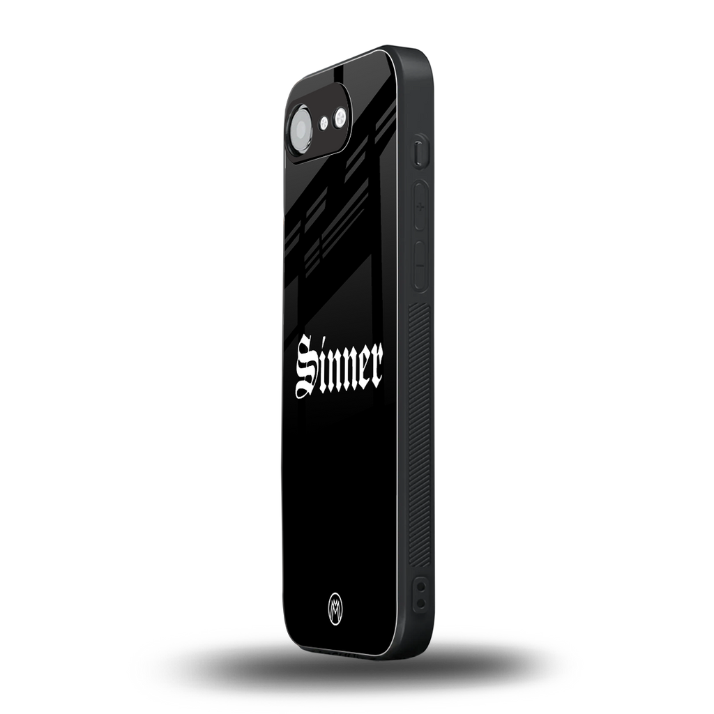 sinner back phone cover | glass case for iphone 16e