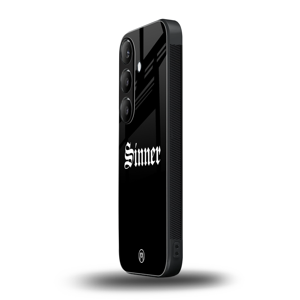 sinner back phone cover | glass case for samsung galaxy s25 plus