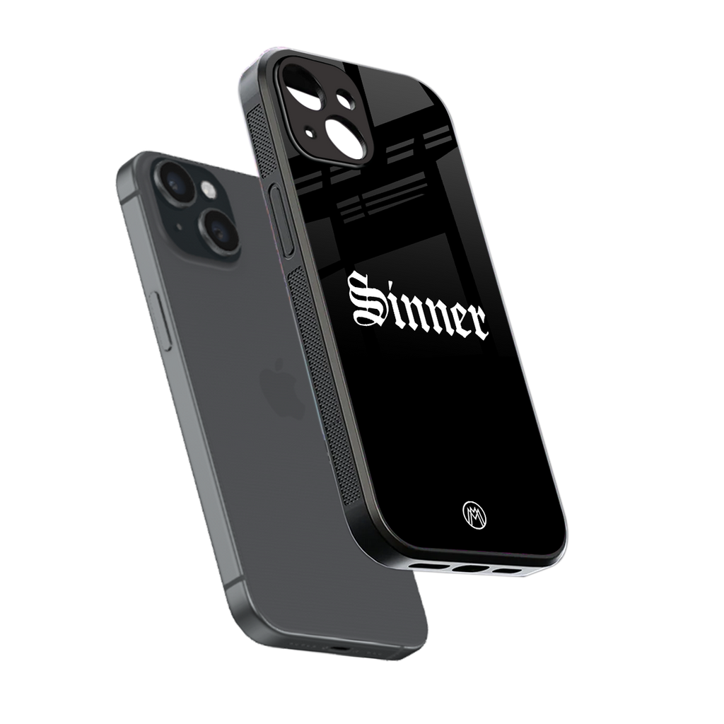 sinner back phone cover | glass case for iphone 15