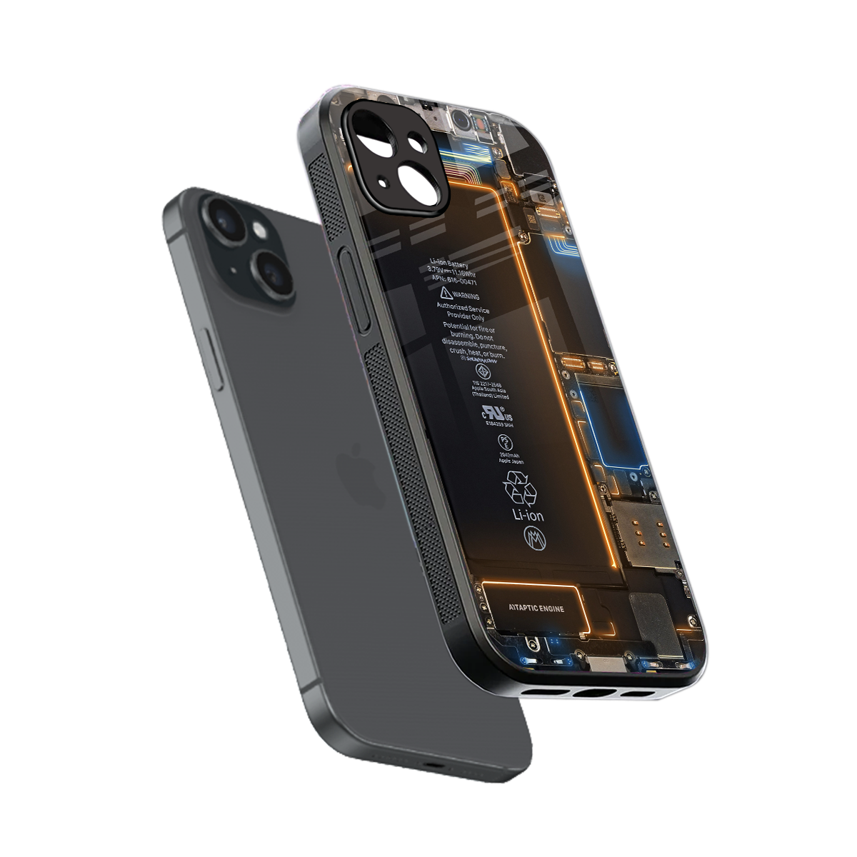 skeleton inside back phone cover | glass case for iphone 15 plus