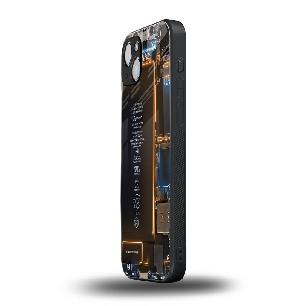 skeleton inside back phone cover | glass case for iphone 15 plus