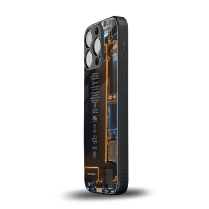 skeleton inside back phone cover | glass case for iphone 15 pro