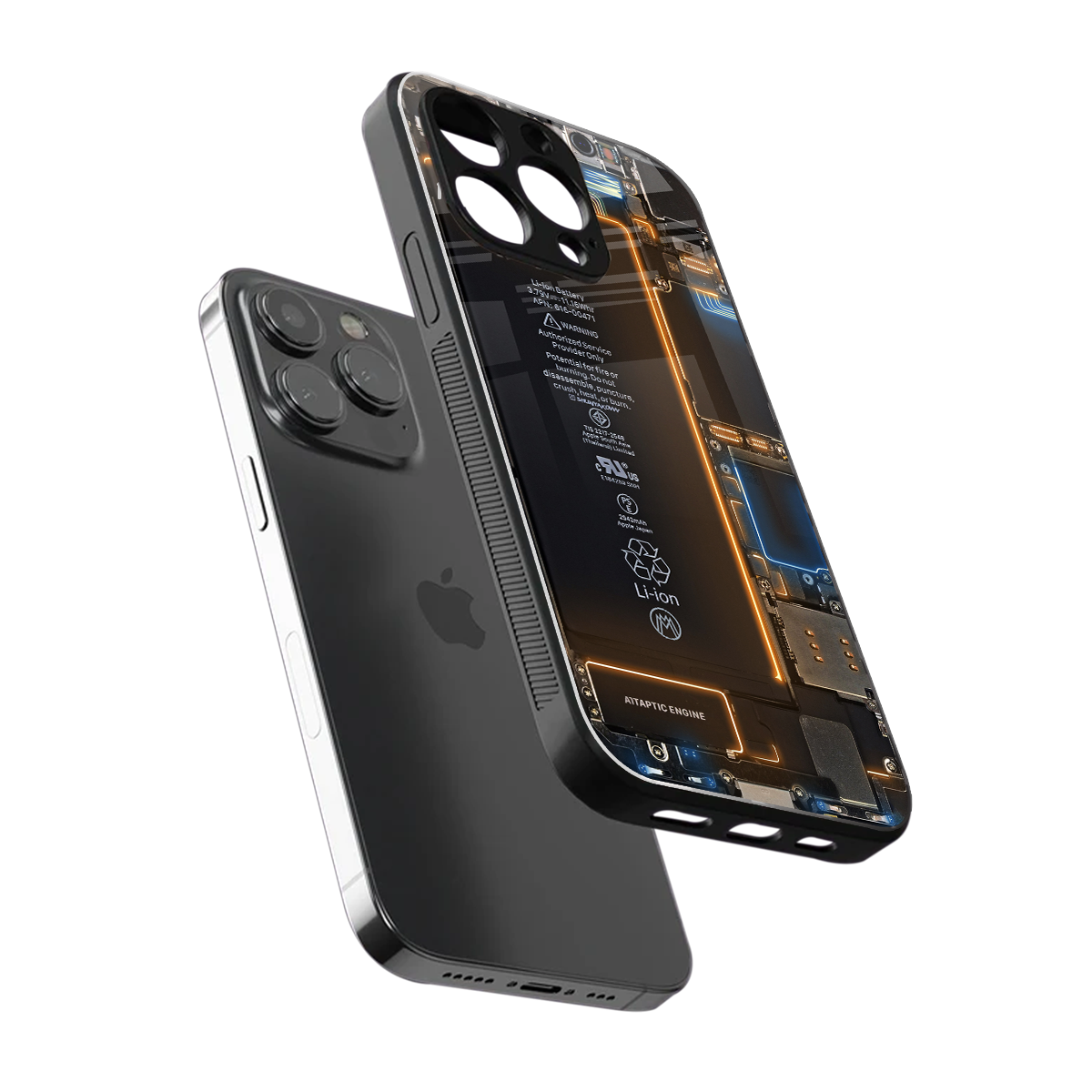 skeleton inside back phone cover | glass case for iphone 15 pro