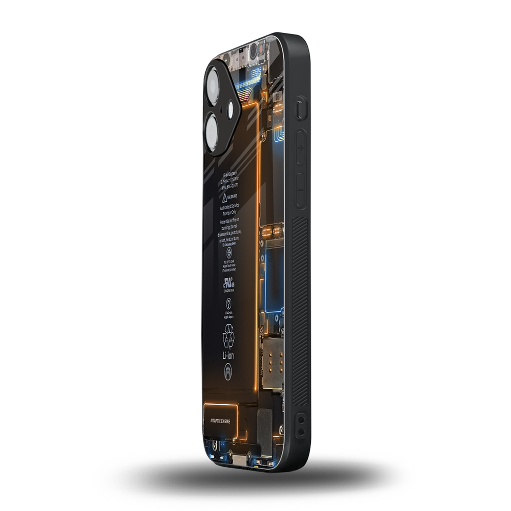 skeleton inside back phone cover | glass case for iphone 16 plus