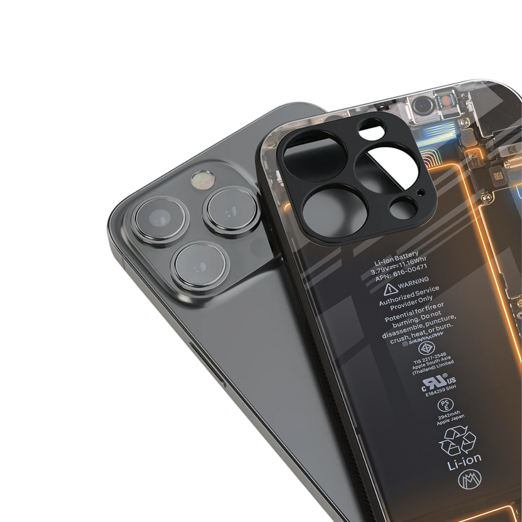 skeleton inside back phone cover | glass case for iphone 15 plus