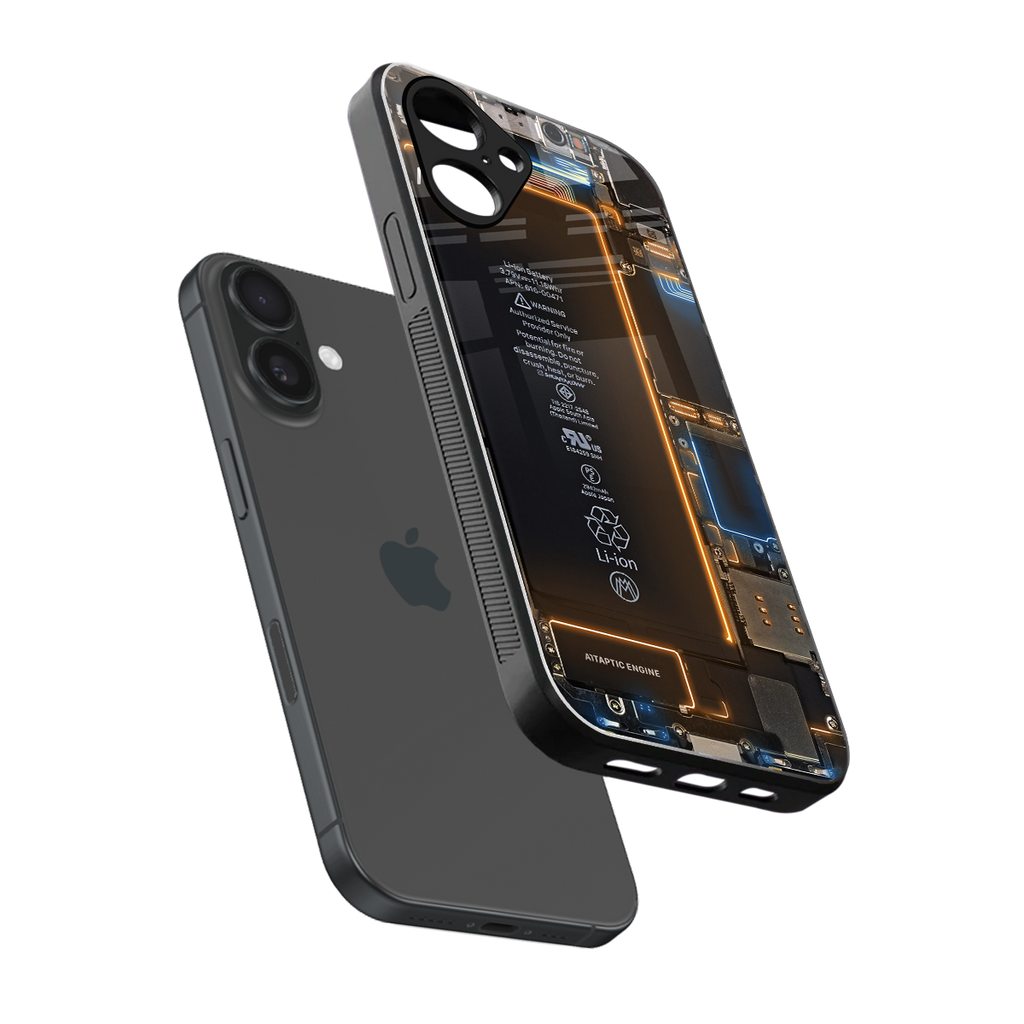 skeleton inside back phone cover | glass case for iphone 16