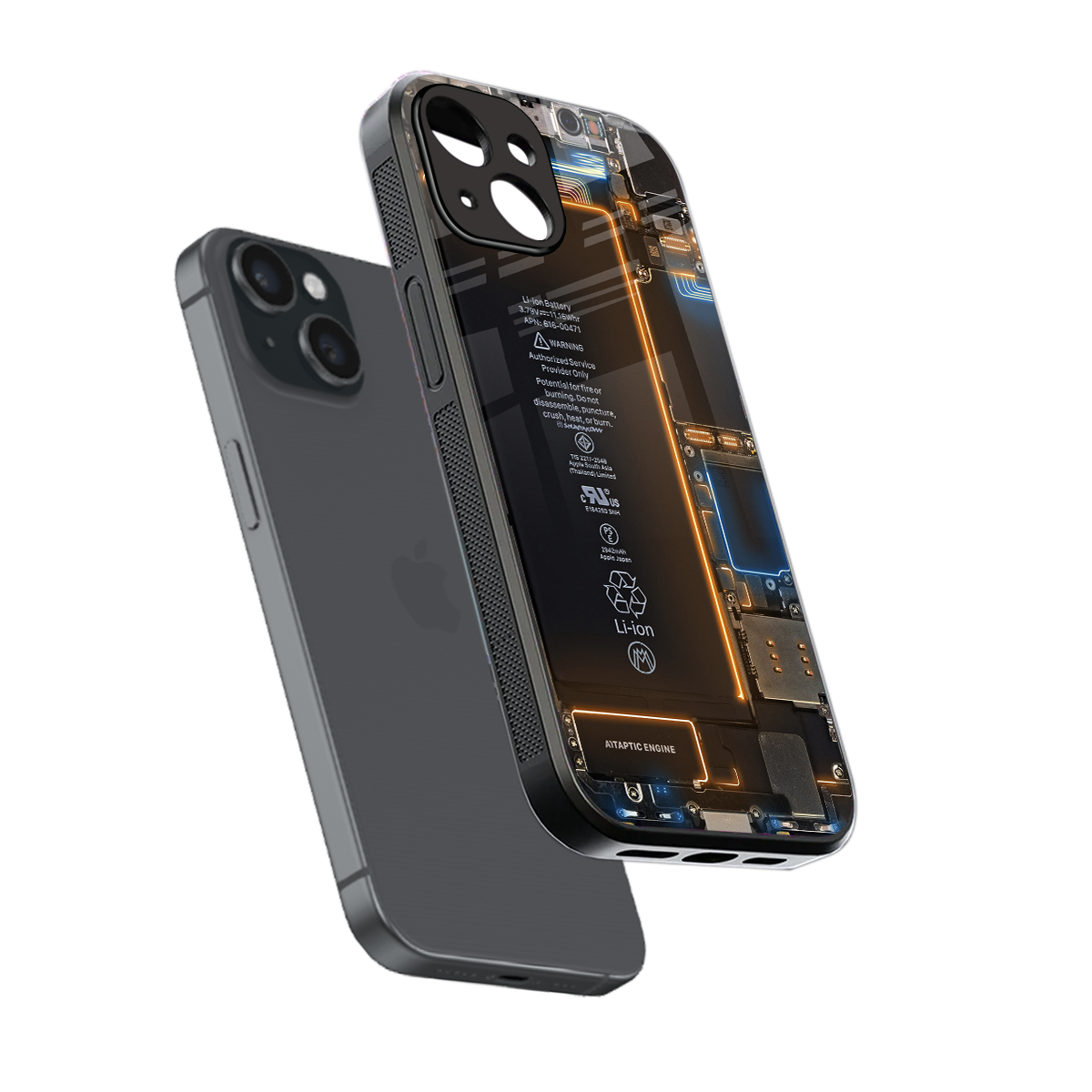 skeleton inside back phone cover | glass case for iphone 15