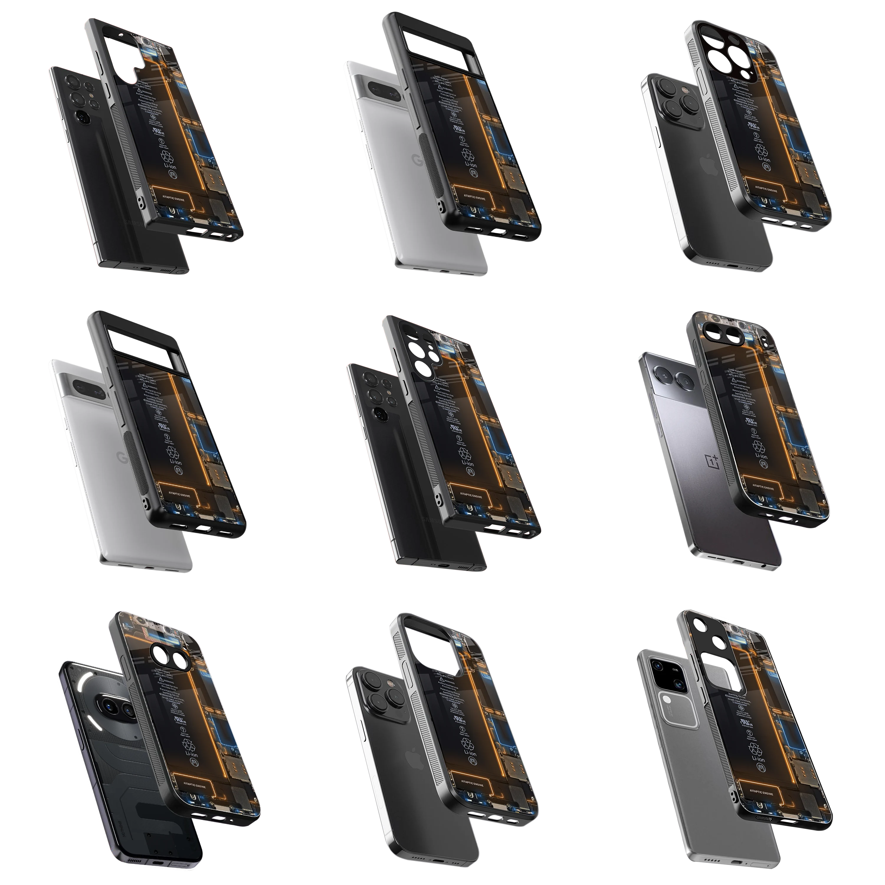 Durable Glass Back Mobile Case for iPhone, Samsung, OnePlus, Google Pixel, Redmi, Vivo, Oppo