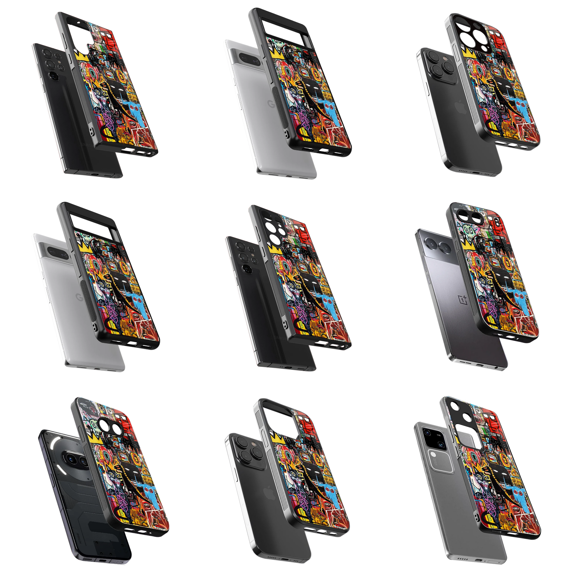 Durable Glass Back Mobile Case for iPhone, Samsung, OnePlus, Google Pixel, Redmi, Vivo, Oppo