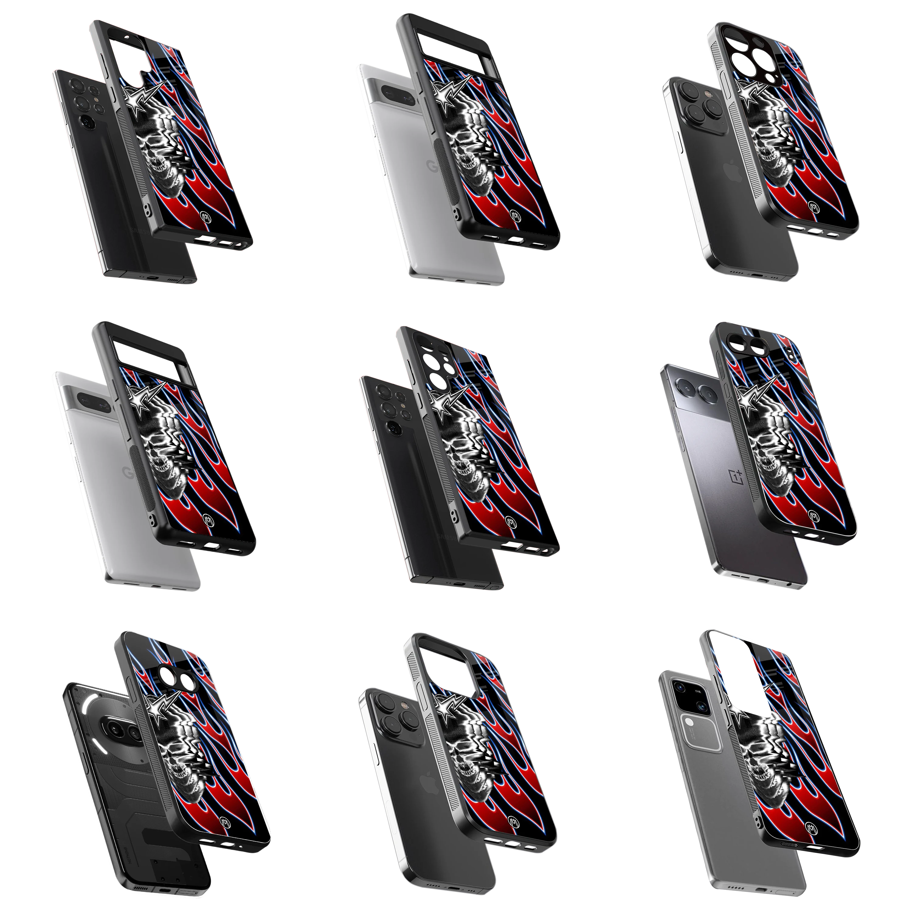 Durable Glass Back Mobile Case for iPhone, Samsung, OnePlus, Google Pixel, Redmi, Vivo, Oppo