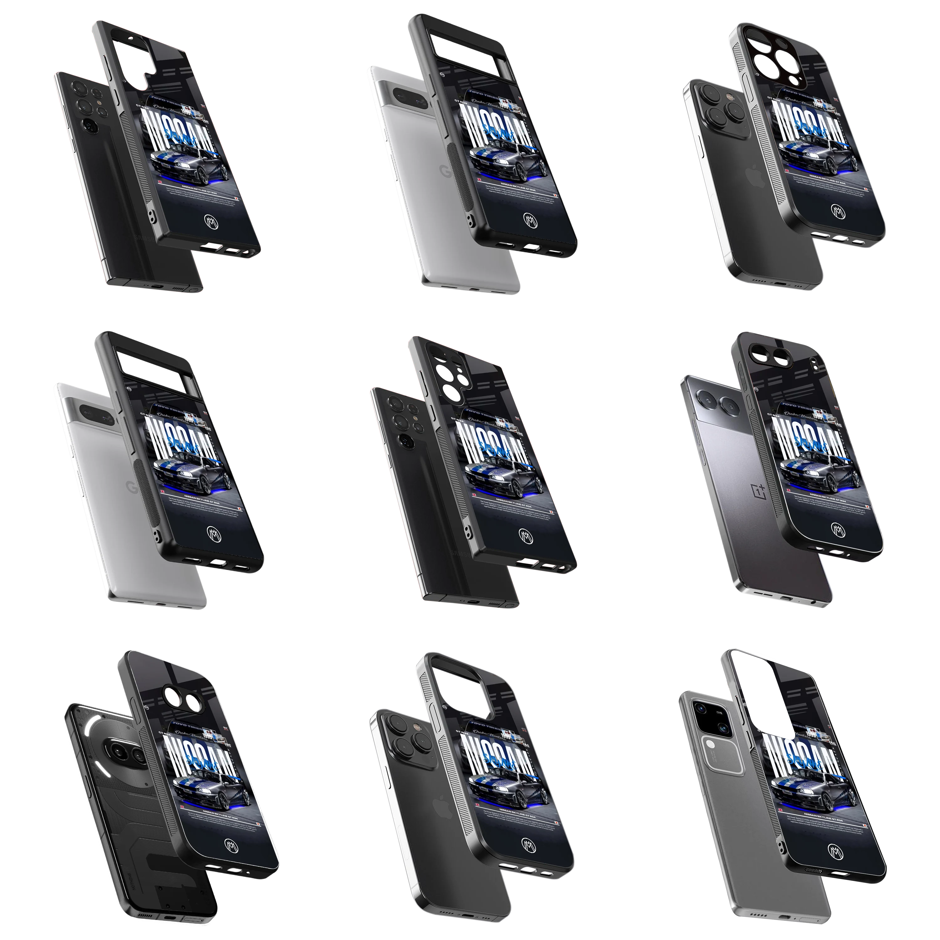Durable Glass Back Mobile Case for iPhone, Samsung, OnePlus, Google Pixel, Redmi, Vivo, Oppo