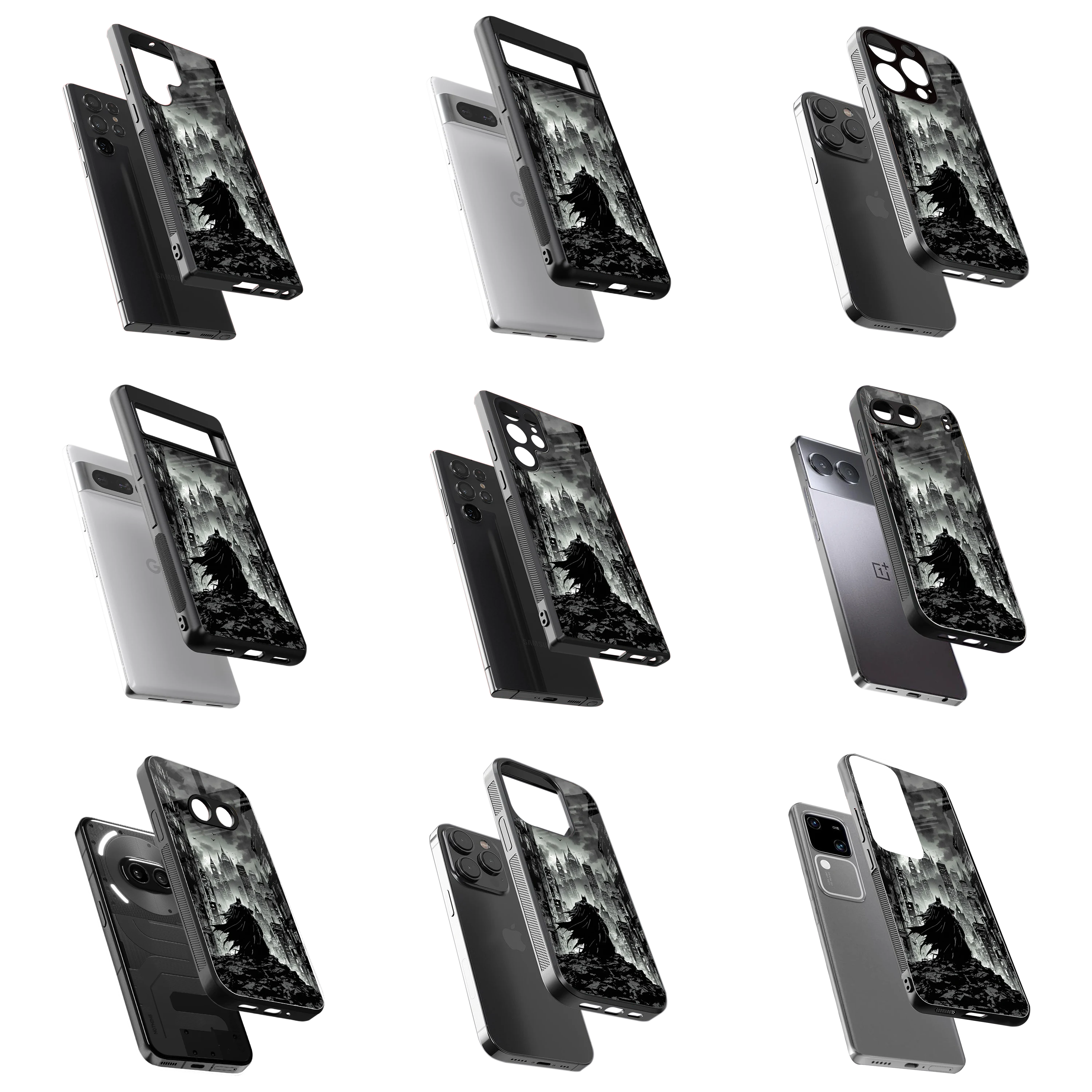 Durable Glass Back Mobile Case for iPhone, Samsung, OnePlus, Google Pixel, Redmi, Vivo, Oppo