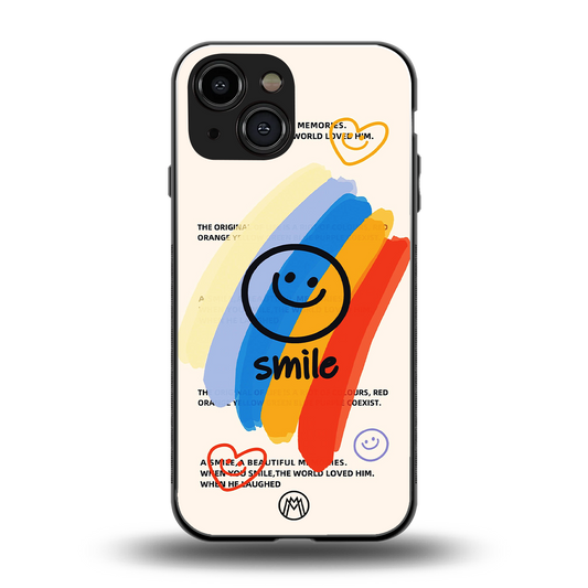 smile colourful back phone cover | glass case for iphone 13 mini