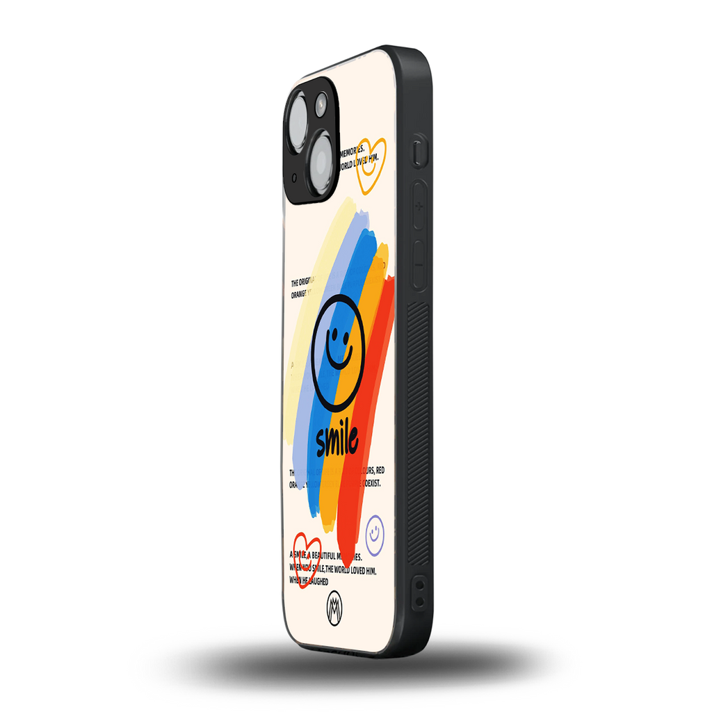 smile colourful back phone cover | glass case for iphone 13 mini