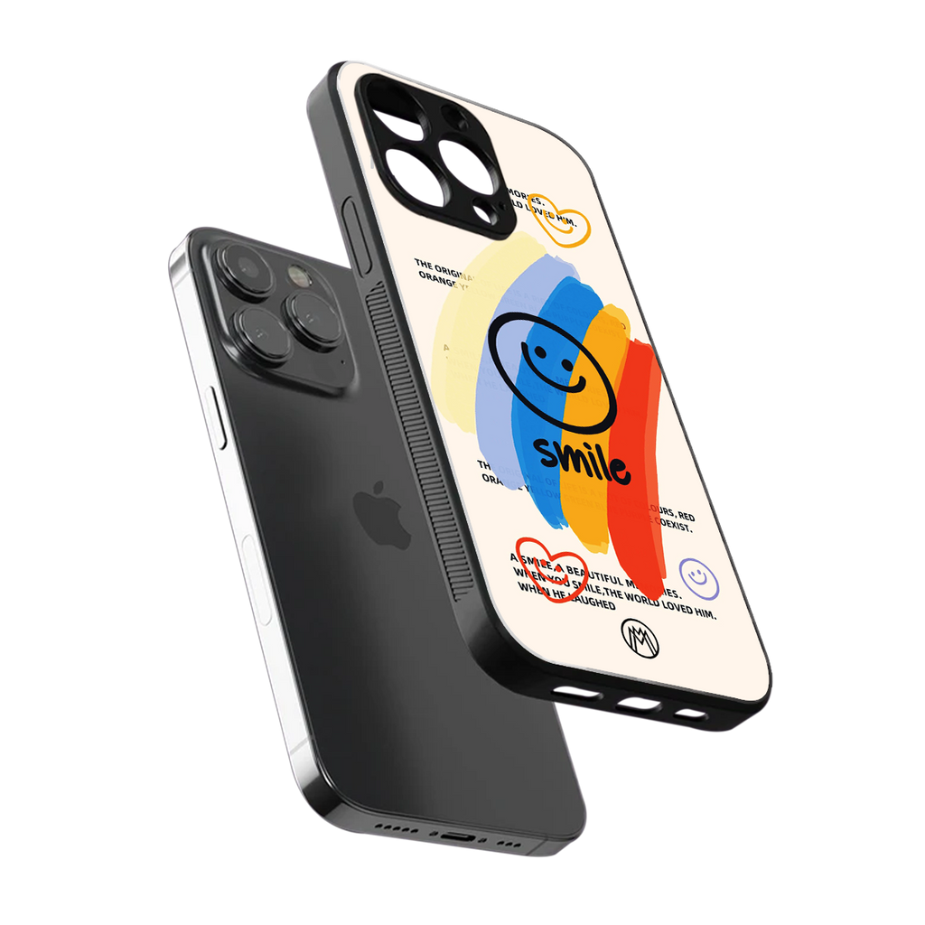 smile colourful back phone cover | glass case for iphone 13 pro max