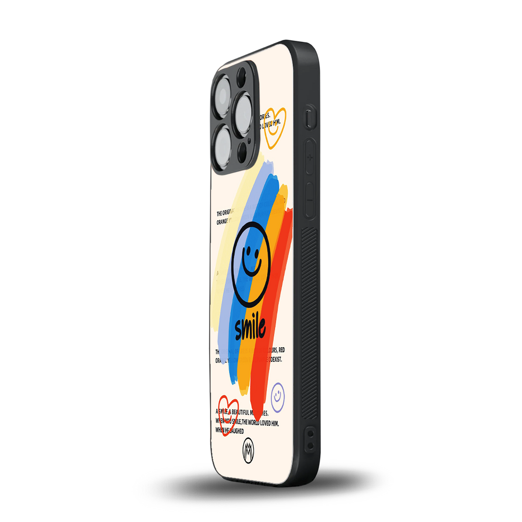 smile colourful back phone cover | glass case for iphone 13 pro